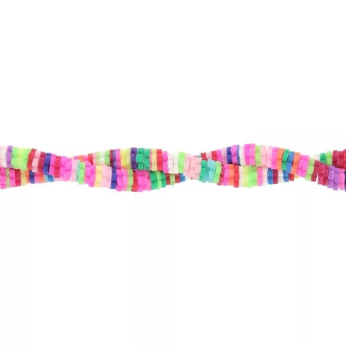 Perles fleurs style Heishi en pâte polymère 4.5x1 mm - Multicolore x40cm