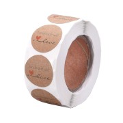 Rouleau d'étiquettes autocollantes 25 mm - Handmade with Love - Marron - Noir x500|raw }}