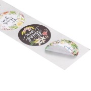 Rouleau d'étiquettes autocollantes fleuries 25 mm - Thank you - Multicolore x500