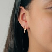 Clous d'oreilles design pendant 19x6 mm - Rhodié x2