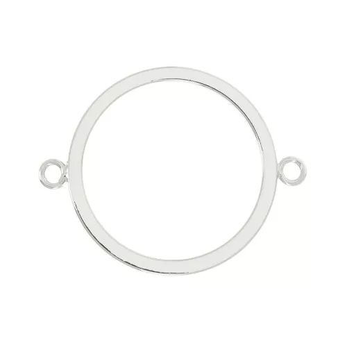 Intercalaire cercle évidé 2 anneaux ouvert 22x15 mm - Rhodié x1