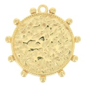 Pendentif rond travaillé de petites boules 26x25 mm - Doré à l'or fin x1|raw }}