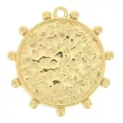 Pendentif rond travaillé de petites boules 26x25 mm - Doré à l'or fin x1