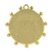 Pendentif rond travaillé de petites boules 26x25 mm - Doré à l'or fin x1