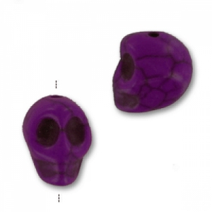 Perle Tête de mort en Howlite teintée 13 mm Purple x1