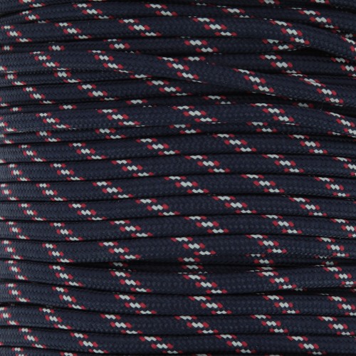Corde tressée 5 mm - Bleu foncé - Rouge x1m