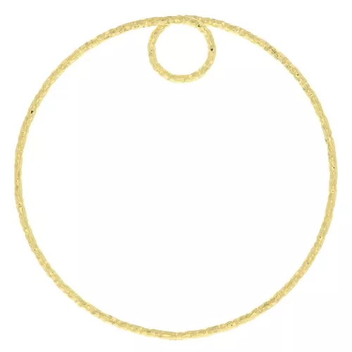 Pendentif cercle diamanté 35 mm - Doré à l'or fin x1