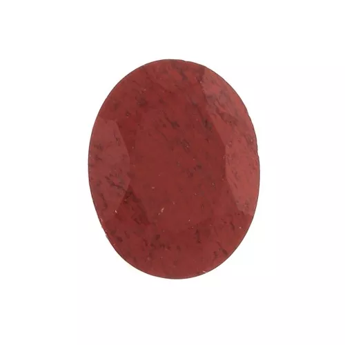 Cabochon ovale facetté 8x6 mm - Jaspe rouge x1
