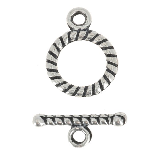 Fermoir T spirale 10 mm argenté vieilli x1