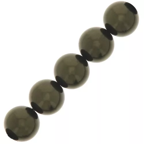 Perles rondes nacrées Preciosa - Round Pearl Maxima 10 mm - Dark Green x5