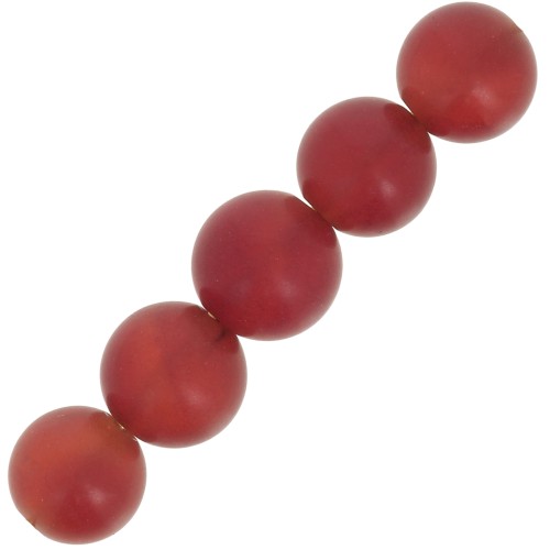 Perles rondes 6 mm pierre gemme teintée - Onyx Rouge dépoli effet givré x15