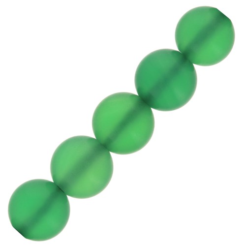 Perles rondes 4 mm pierre gemme teintée - Onyx Vert dépoli effet givré x20