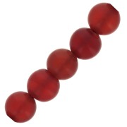 Perles rondes 4 mm pierre gemme teintée - Onyx Rouge dépoli effet givré x20