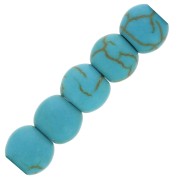 Perles rondes 6 mm pierre gemme - imitation Turquoise dépoli effet givré x15