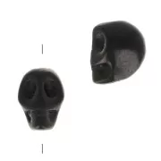 Perle tête de mort 8x6 mm imitation Howlite teintée - Noir x1