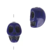 Perle tête de mort 8x6 mm imitation Howlite teintée - Bleu foncé x1
