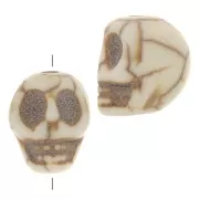 Perle tête de mort 10x8 mm imitation Howlite teintée - Ivoire x1