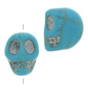 Perle tête de mort 10x8 mm imitation Howlite teintée - Turquoise x1