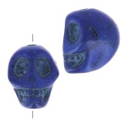 Perle tête de mort 10x8 mm imitation Howlite teintée - Bleu foncé x1|raw }}