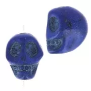 Perle tête de mort 10x8 mm imitation Howlite teintée - Bleu foncé x1