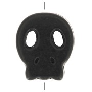 Perle plate tête de mort 15x13 mm imitation Howlite teintée - Noir x1
