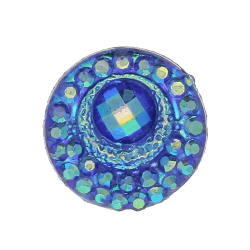 Cabochon rond en résine 10 mm - Strass - effet Blue AB x1