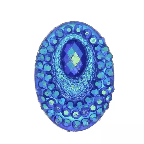 Cabochon ovale en résine 18x13 mm - Strass - effet Blue AB x1