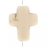 Perle croix 10x8 mm imitation Howlite teintée - Ivoire x1|raw }}