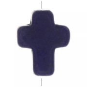 Perle croix 10x8 mm imitation Howlite teintée - Bleu foncé x1|raw }}