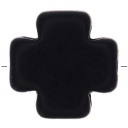 Perle croix Grecque 15 mm imitation Howlite teintée - Noir x1