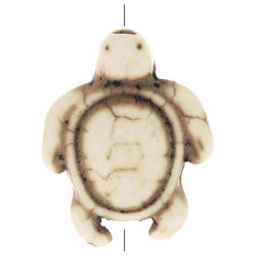 Perle tortue 18x14 mm imitation Howlite teintée - Ivoire x1