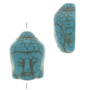 Perle tête de Bouddha 20x14.5 mm imitation Howlite teintée - Turquoise x1|raw }}