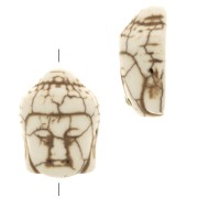 Perle tête de Bouddha 20x14.5 mm imitation Howlite teintée - Ivoire x1