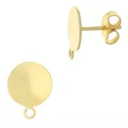 Clous d'oreilles disque 12 mm - Doré à l'or fin x20