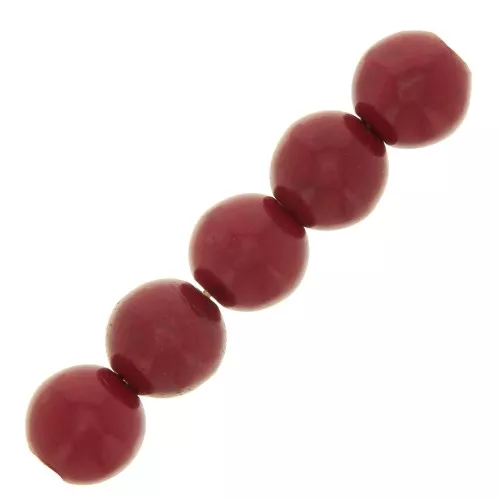Perles rondes 4 mm imitation Howlite teintées - Rouge x30