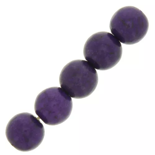 Perles rondes 6 mm imitation Howlite teintées - Violet x20