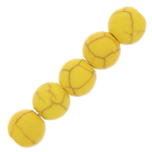 Perles rondes 6 mm imitation Howlite teintées - Jaune x20