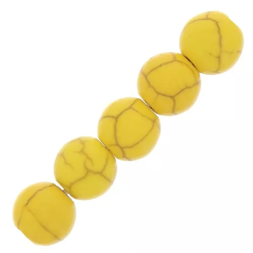 Perles rondes 6 mm imitation Howlite teintées - Jaune x20