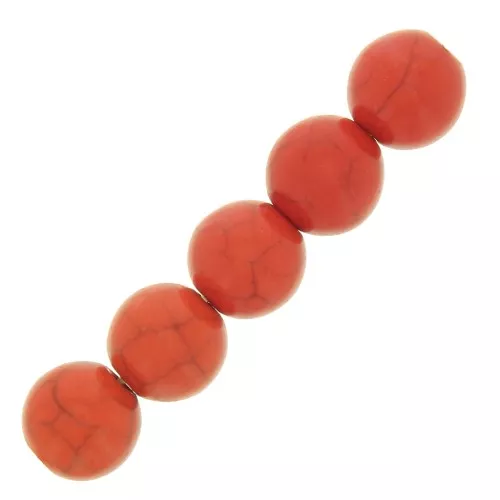 Perles rondes 6 mm imitation Howlite teintées - Orange x20