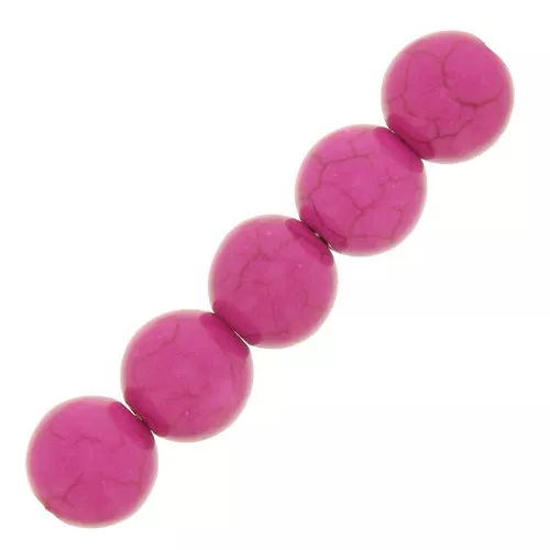Perles rondes 6 mm imitation Howlite teintées - Fuchsia x20