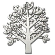 Pendentif arbre à pensées 70 mm Placage Argent fin vieilli x1