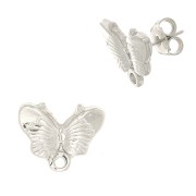 Clous d'oreilles papillon 16 mm Rhodié x2|raw }}