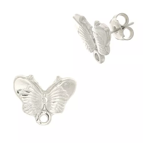 Clous d'oreilles papillon 16 mm Rhodié x2