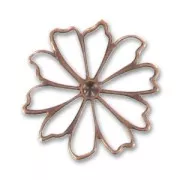 Pendentifs légers fleurs 40 mm cuivré vieilli x6