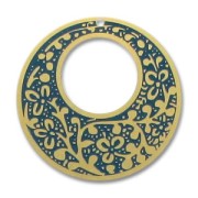 Sequin résine époxy 38 mm Dark Green Turquoise/doré x1