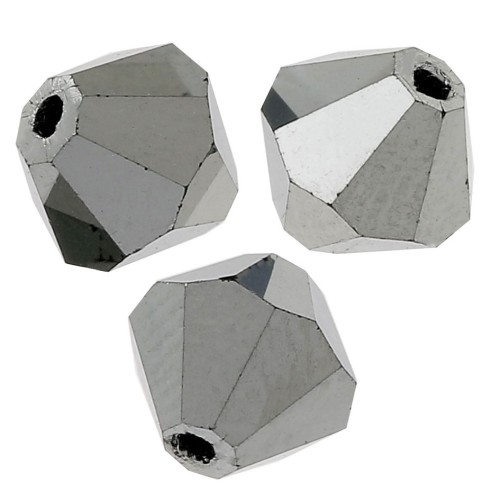 Perles toupies Preciosa - Rondelle Bead 5 mm - Jet Hematite Full x12