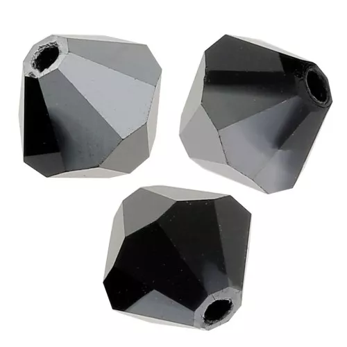 Perles toupies Preciosa - Rondelle Bead 5 mm - Jet Hematite Half x12