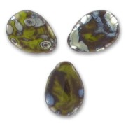 Gouttes plates 12x16 mm Opaque Olivine Picasso x6|raw }}