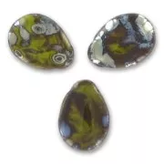 Gouttes plates 12x16 mm Opaque Olivine Picasso x6