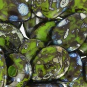 Gouttes plates 12x16 mm Opaque Olivine Picasso x6